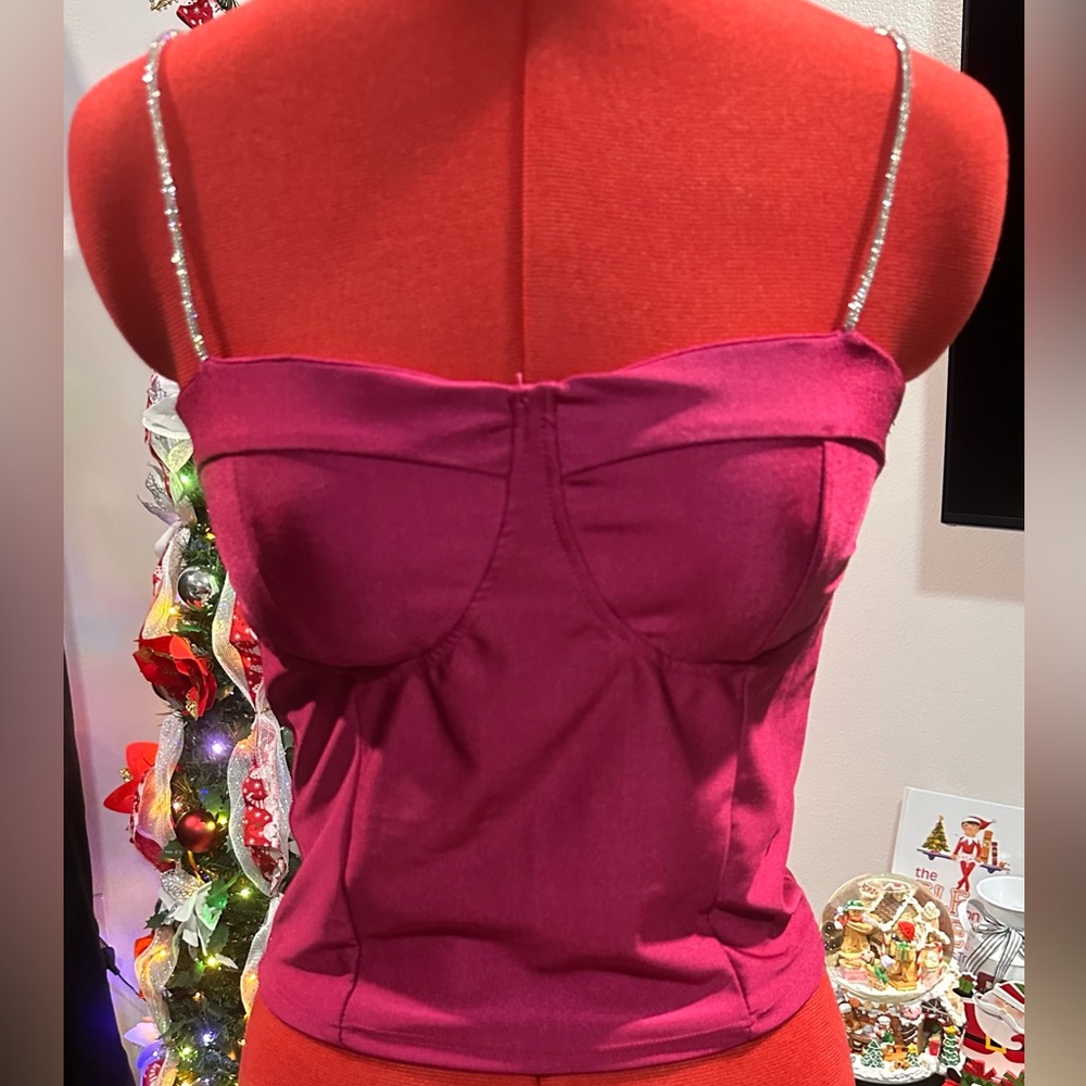 Fuchsia Camisole with glittery Silver Straps